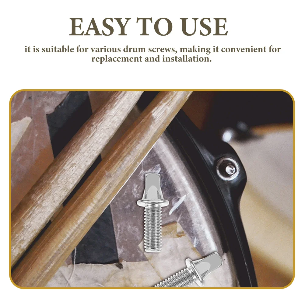 

10pcs Drum Screws Fittings M6x20mm Silver Plated Iron Mount Replacement Bulk Drum Set Screws Metal Craftsmanship