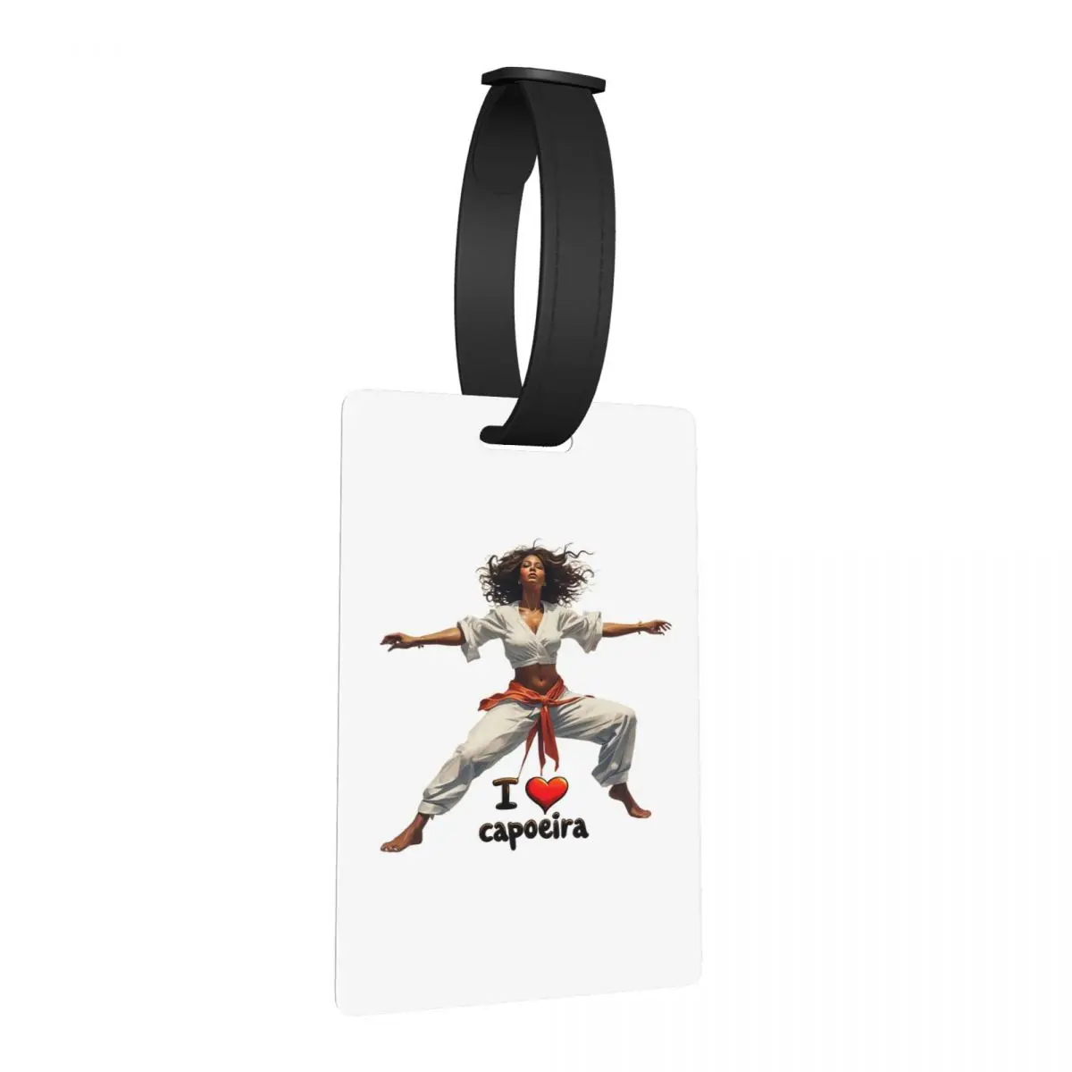 Etiquetas de Bagagem com Design Dinâmico de Capoeira, 'Eu Amo Capoeira', para Malas de Viagem, Etiqueta de Embarque, Suporte para Identificação, Nome e Endereço