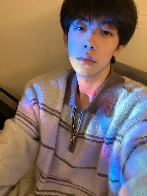 

ay f Zip Ne Knitwear Men's Autumn Winter Japanese Sle Retro Lazy Stripe Loose Fit Long Sve Polyester Fiber