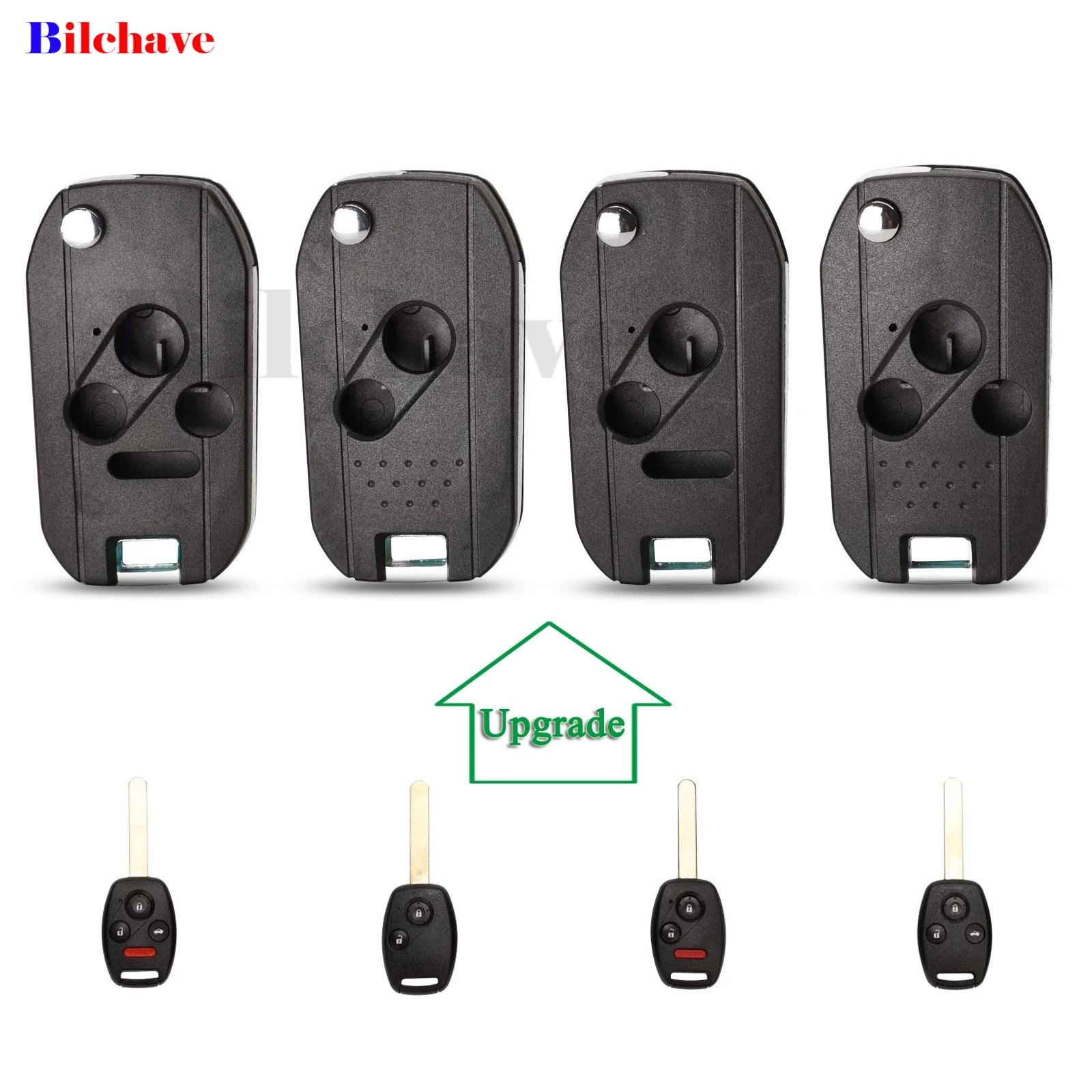 jingyuqin Modified For Honda Odyssey Rigeline Accord CRV Civic FOB 2/3/4Button Flip Remote Car Key Shell With Blade Replacement