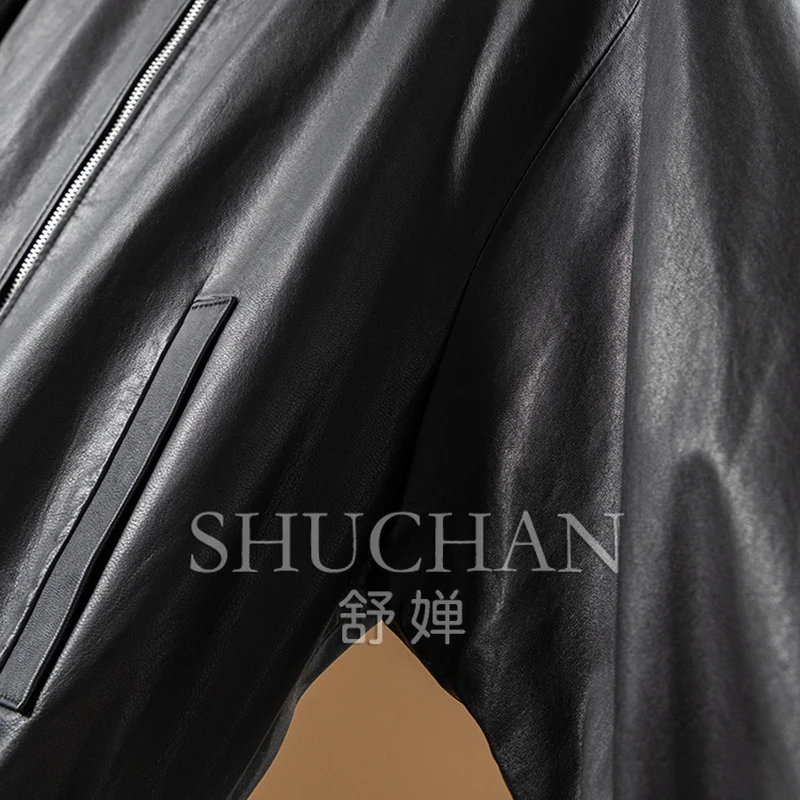 Cool Handsome Penny Steps, veste de luxe italienne en peau de mouton bronzée végétale pour animaux de compagnie, col montant, manches longues pour femmes