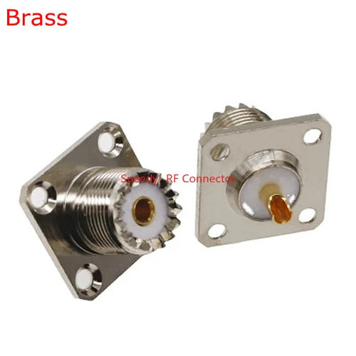 Imagen 1 del producto 10 Uds UHF SO239 SO-239 conector hembra UHF 4 agujeros brida soldadura chasis Panel montaje enchufe RF latón cobre RF