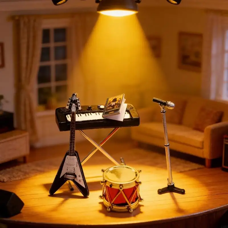 

Имитация миниатюрного электрического пианино, модель, игрушка для кукольного дома, декоры с детальным дизайном, пейзажный 24BE