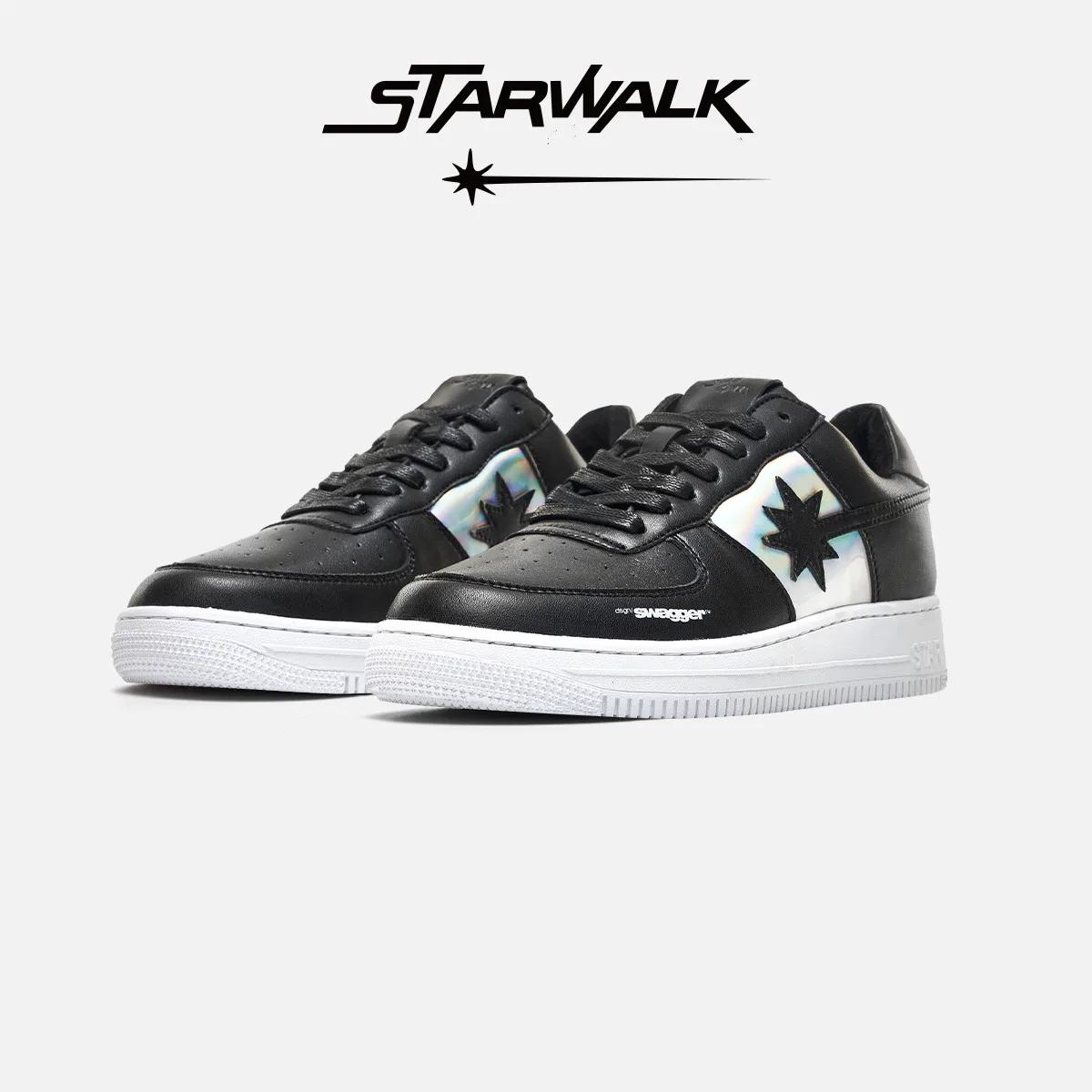 

STARWALK black shooting star shoes, trendy, personalized, casual, men's and women's same height increasing star board shoes