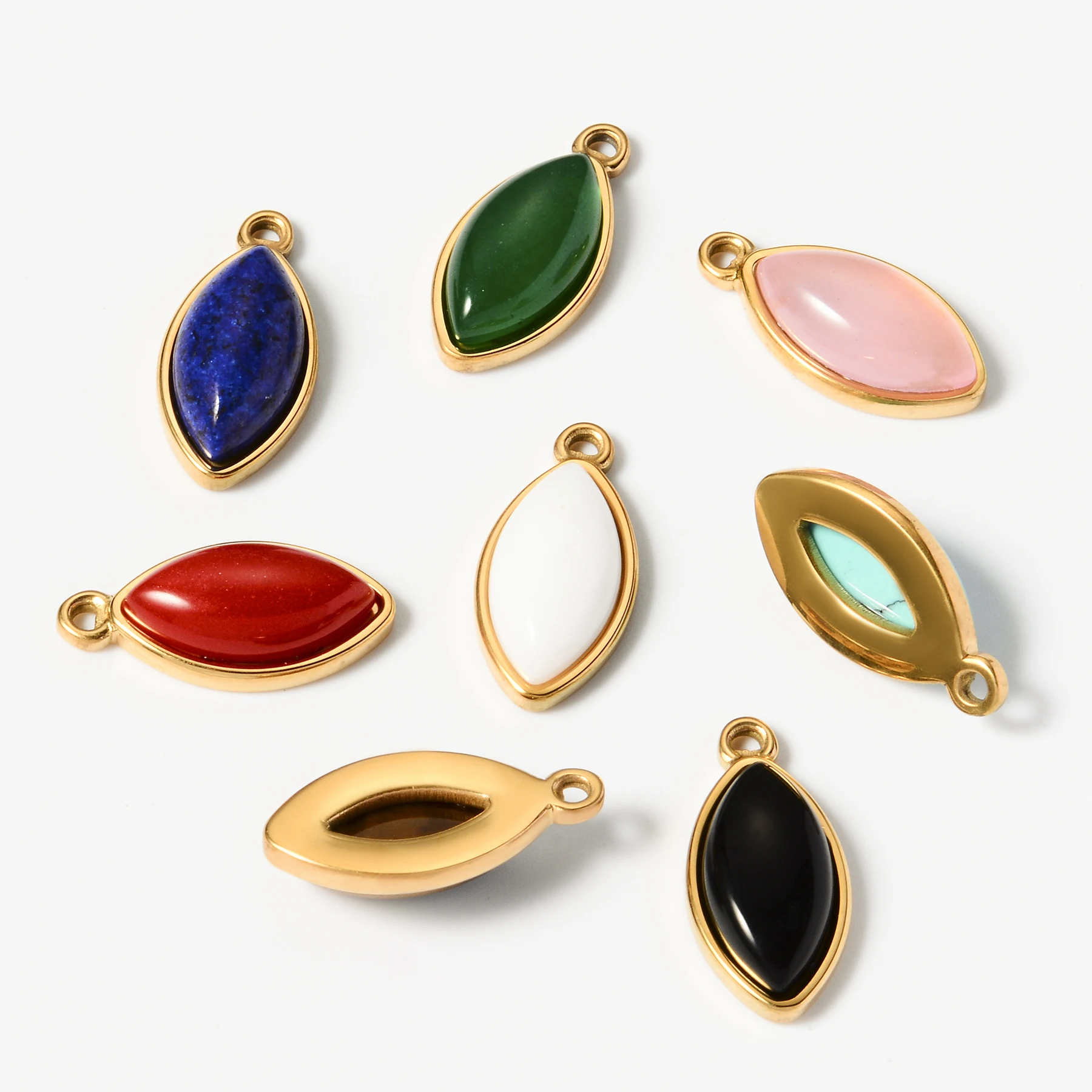 5pcs Stainless Steel Charms Horse Eye Nature Stone Pendant For DIY Bohemian Necklace Earring Bracelet Handmade Jewelry Accessori