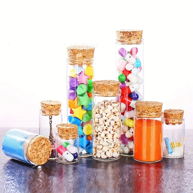 Glass Vial Bottles with Corks - 30mm Straight Mouth - 10 Pack - Clear Glass Storage Containers for Samples, Crafts & Decorations