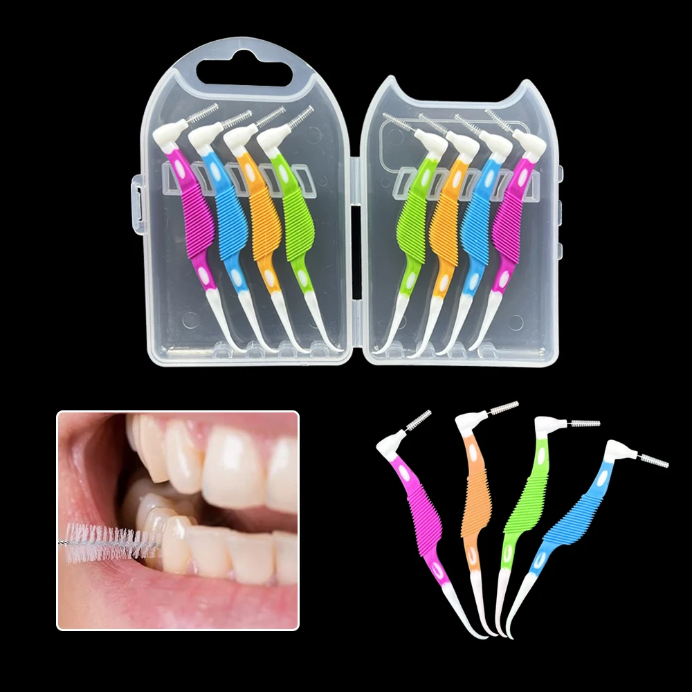 8pcs/box Interdental Brush Clean Between Teeth Toothbrush Soft Plastic Interproximal Brush Toothpicks Brush Oral Cleaning Tools