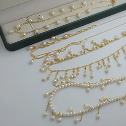 Natural Fresh Water Pearl Necklace 18K Gold Plated Jewelry Korean Designer Jewelry Necklaces Woman Trend 2024 Gifts For Girlfrie