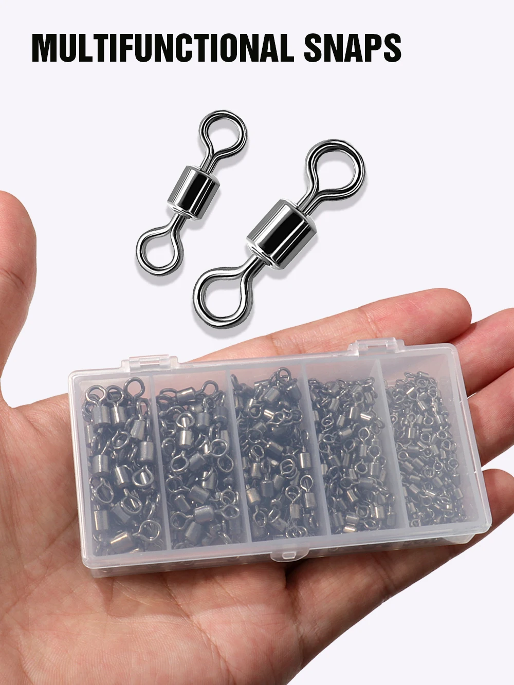 100Pcs Edelstahl Lager Roll Stecker Drehen Barrel Swivel Tackle Box Locken Linie Werkzeug Set Angeln Zubehör – Detail 14