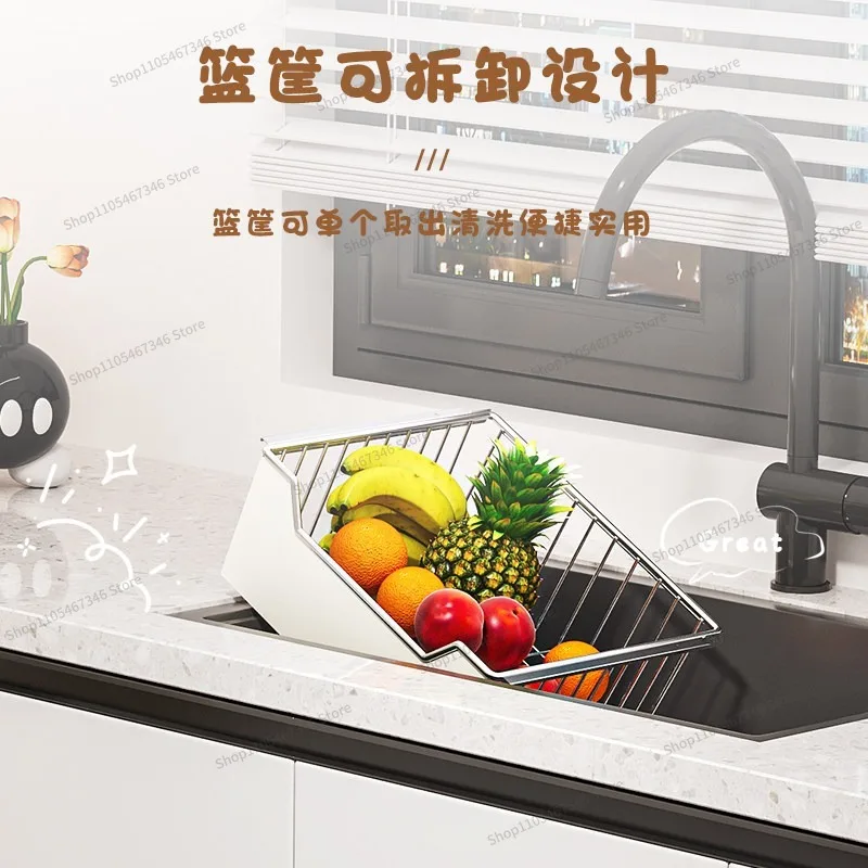 For Kitchen Vegetable Basket Shelf Floor-to-ceiling Multi-layer Multi-functional Vegetable Storage Basket Movable Trolley