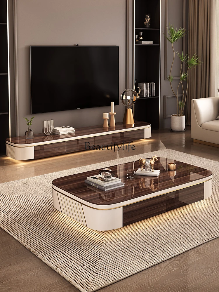 Creative Square Coffee Table Home Living Room High-Grade Light Luxury Coffee Table TV Cabinet Combination