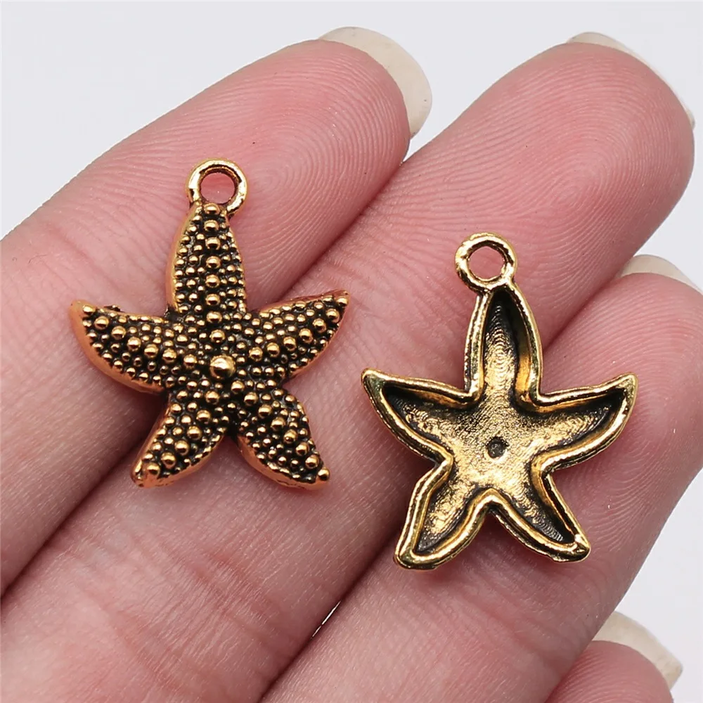 WYSIWYG 10pcs 23x19mm 3 Colors Starfish Charms Pendant For DIY Jewelry Making Handmade Jewelry Craft Findings