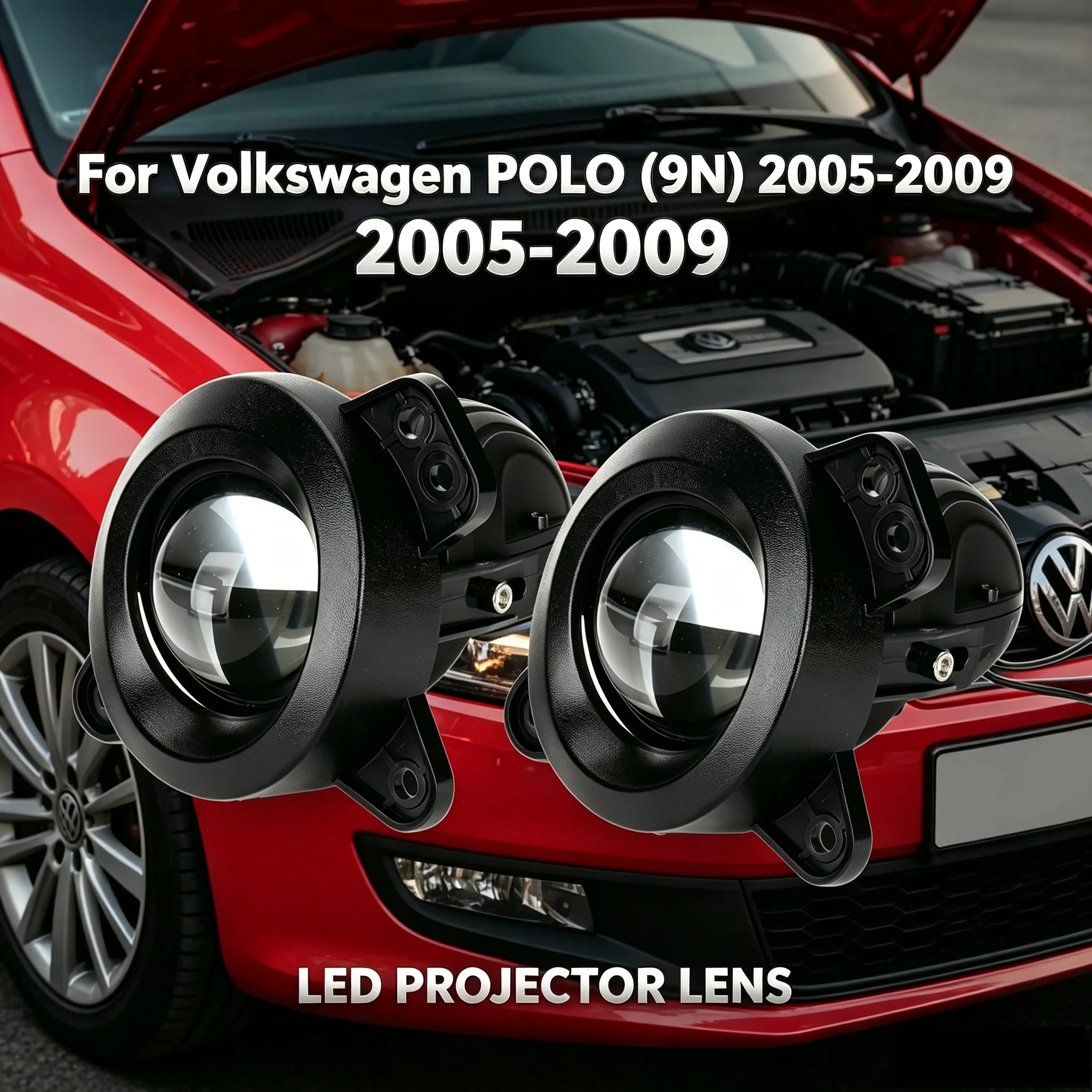 2Inch Bi LED Projector Lens Fog Lights With Brackets Driving Fog Lamps For Volkswagen POLO (9N) 2005 2006 2007 2008 2009