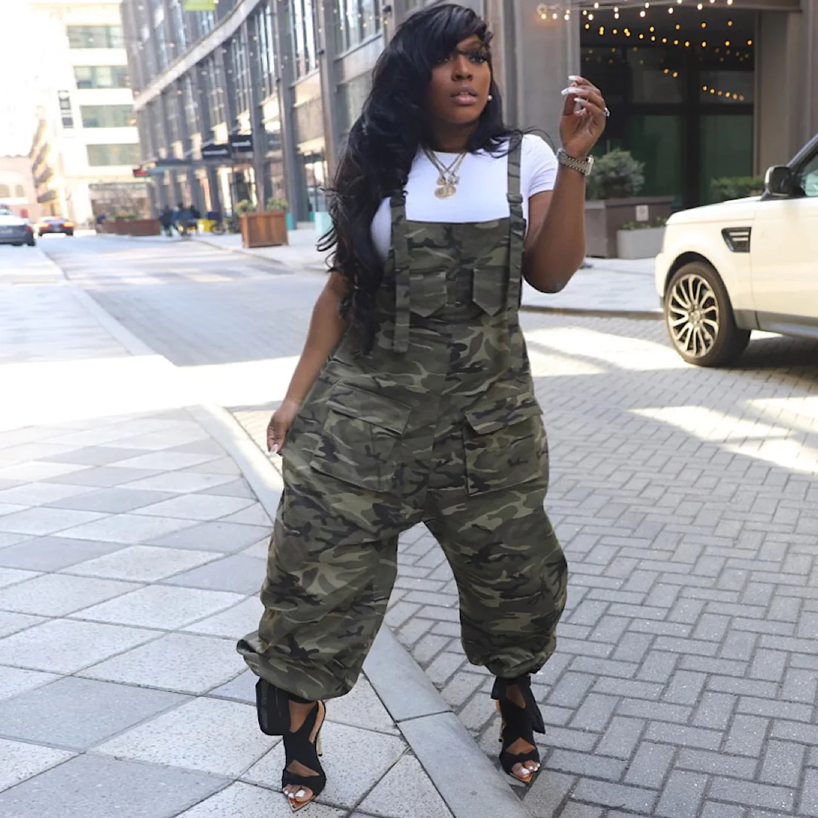 ​​​Women Jumpsuit Summer Fashion Camouflage Jumpsuits Streetwear Rompers Women Wide Leg Overalls Loose Jumpsuit With Straps