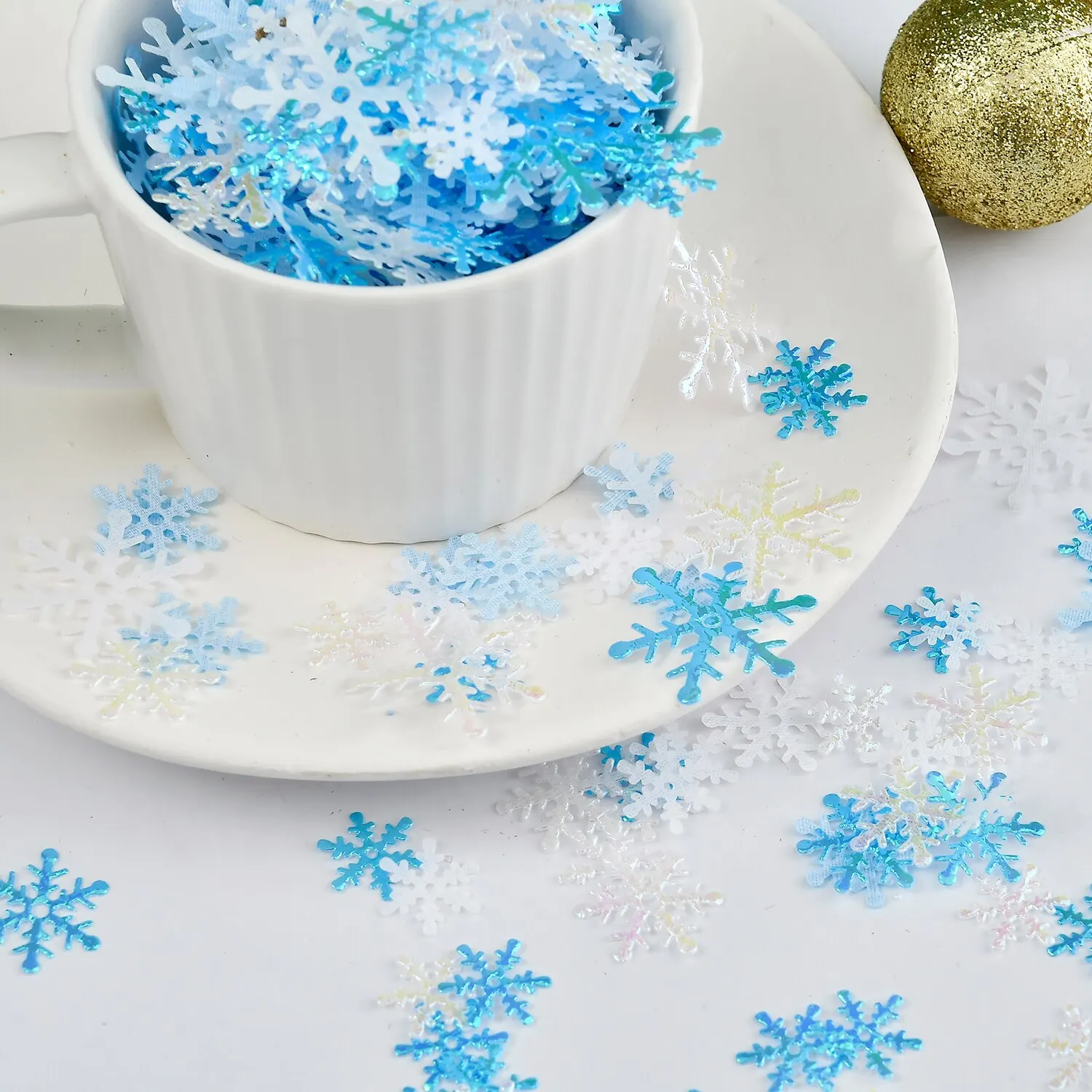 Christmas Decoration Non-woven Fabric Snowflake Blue and White Multi-size Mixed 500pcs