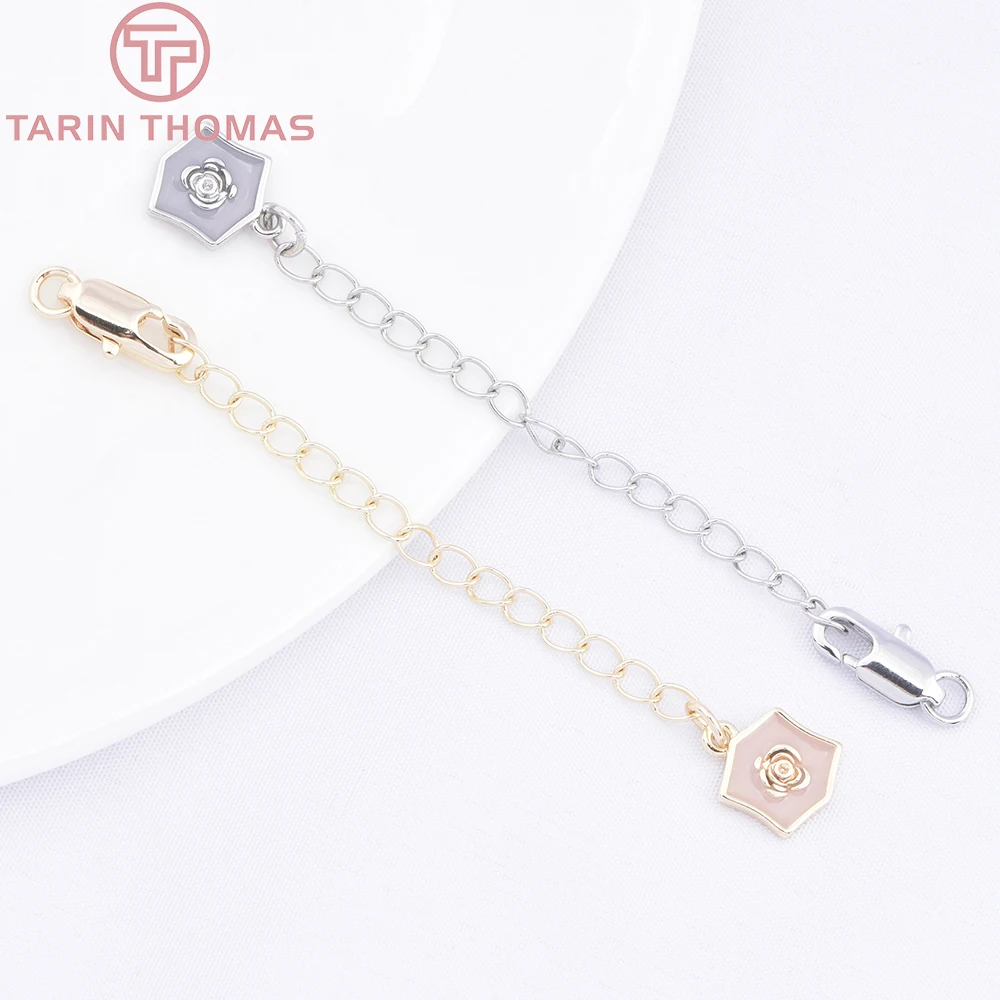 (3564) Full length 85MM 24K Gold Color Plated Brass Extender Chain with Lobster Clasps High Quality Jewelry Accessories