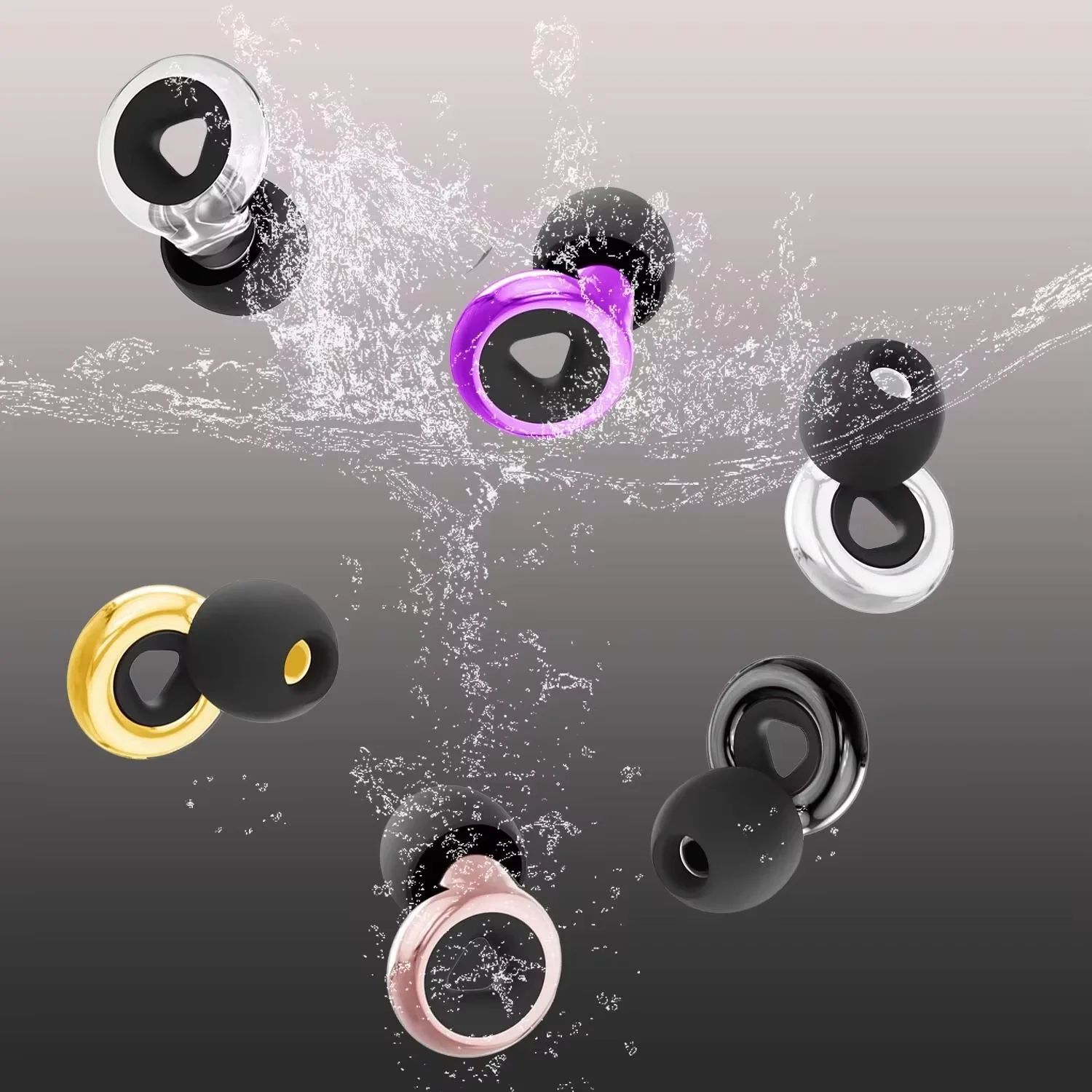 Reusable Silicone Earplugs Portable Noise Reduction for Travel Swimming Study Bar Concert - Convenient Earplug Set