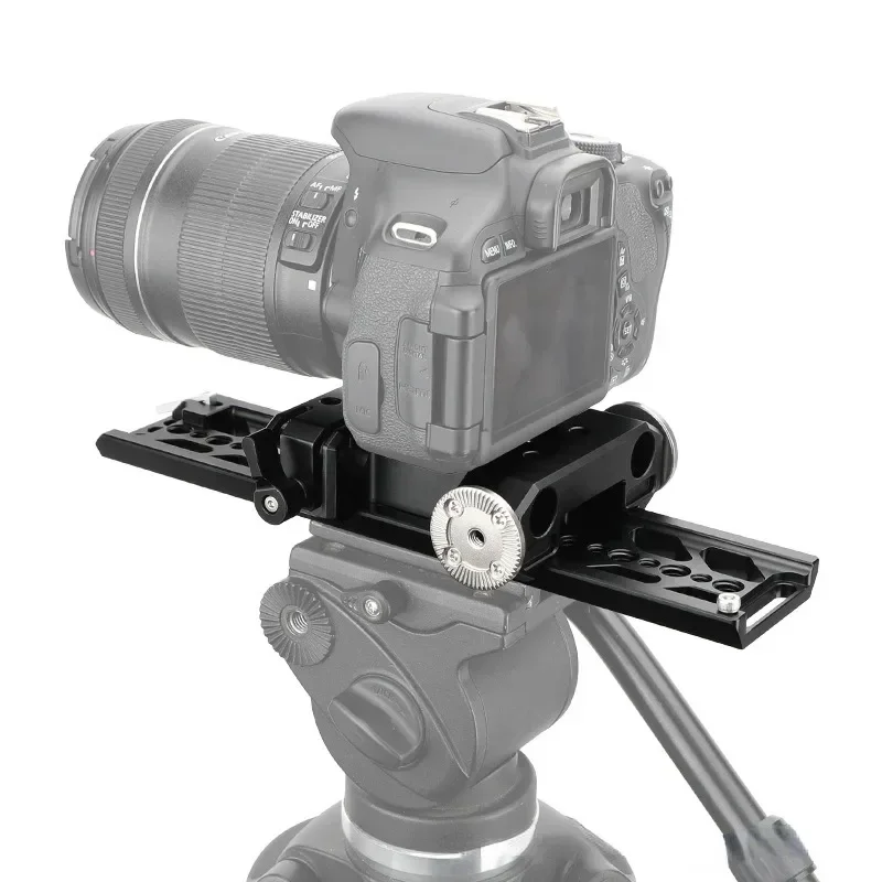 Dovetail Plate and QR Baseplate With Double 15mm Rod Adapter & ARRI Rosette Connections For DSLR Camera Tripod Head