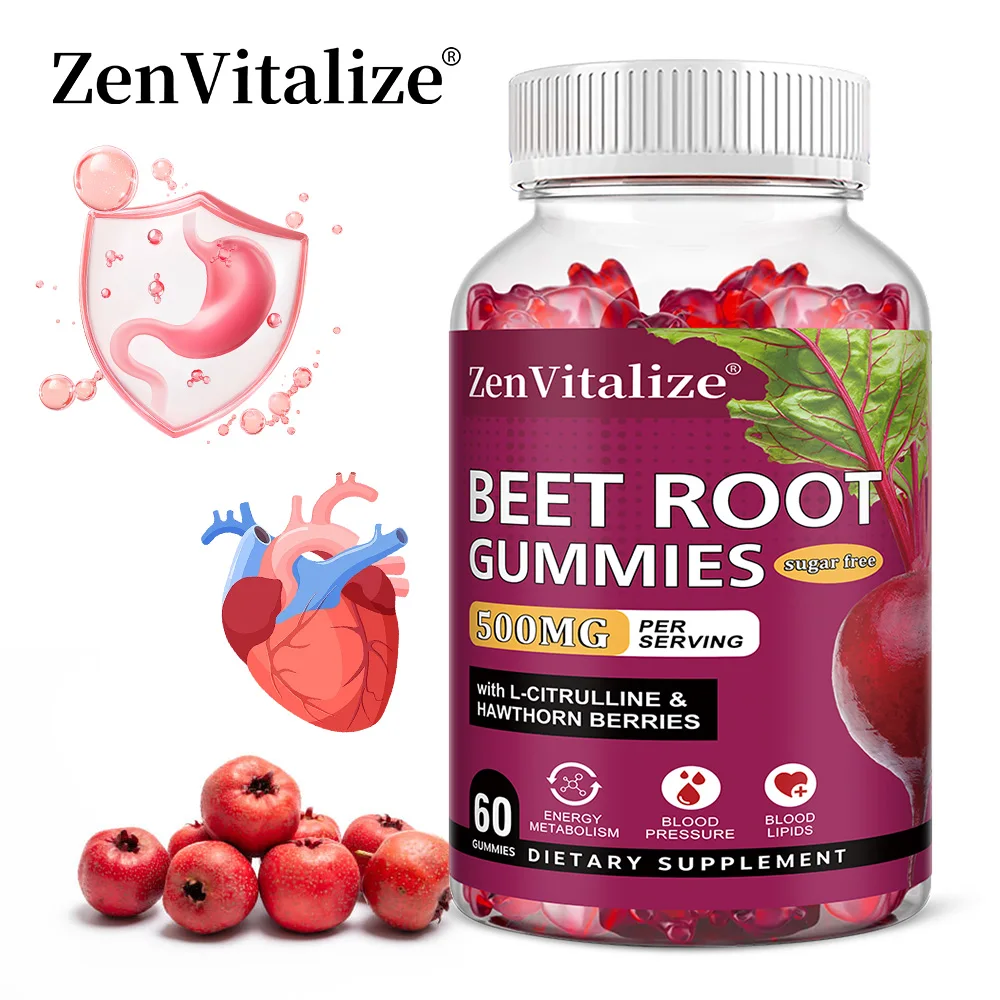 

Beetroot Gummies, Blood Pressure Support, Improves Blood Circulation and Heart Health, Sugar-free, Mixed Berry Flavor