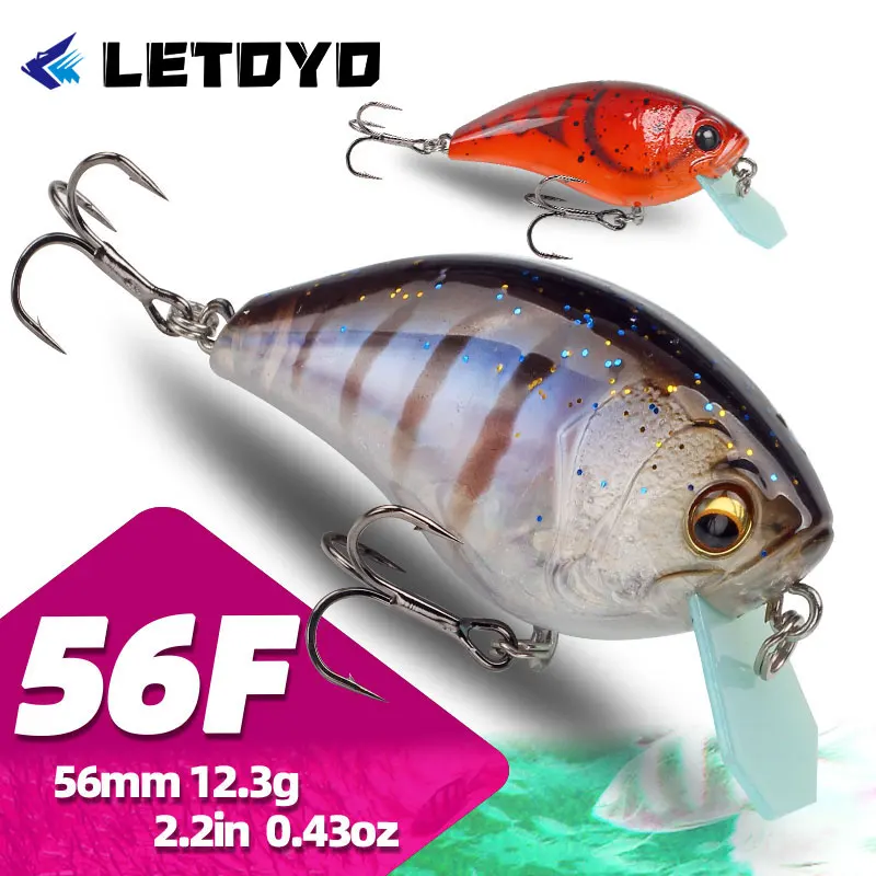 LETOYO 56mm 12.3g Fishing Lures Crankbait Freshwater Hard Baits Floating Bass Carp Wobbler Supplies New Artificial Bait