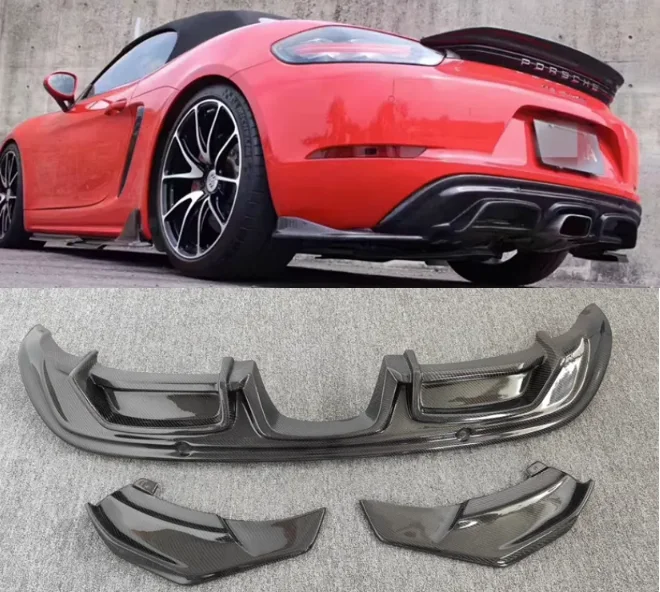 

Чехол для заднего бампера и диффузора для Porsche 718 Cayman Boxster 2016-2023 Арма FRP/Настоящее Кованое углеродное волокно