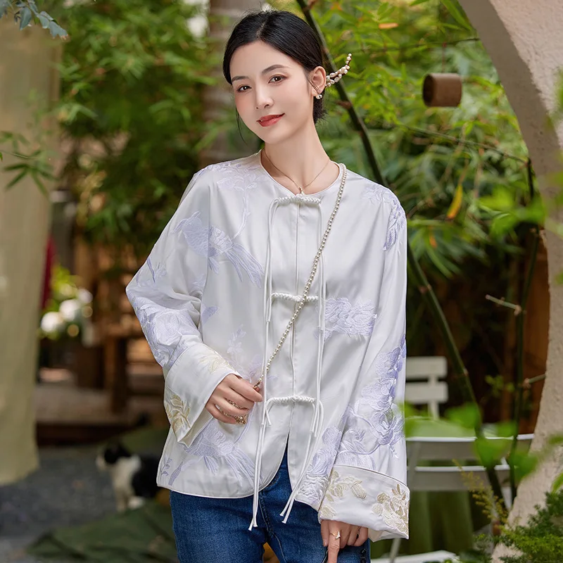 High-end Spring and Summer Women Acetate Jacket Top Chinese Style Embroidery Elegant Lady  Tassels Coat Female S-XXL