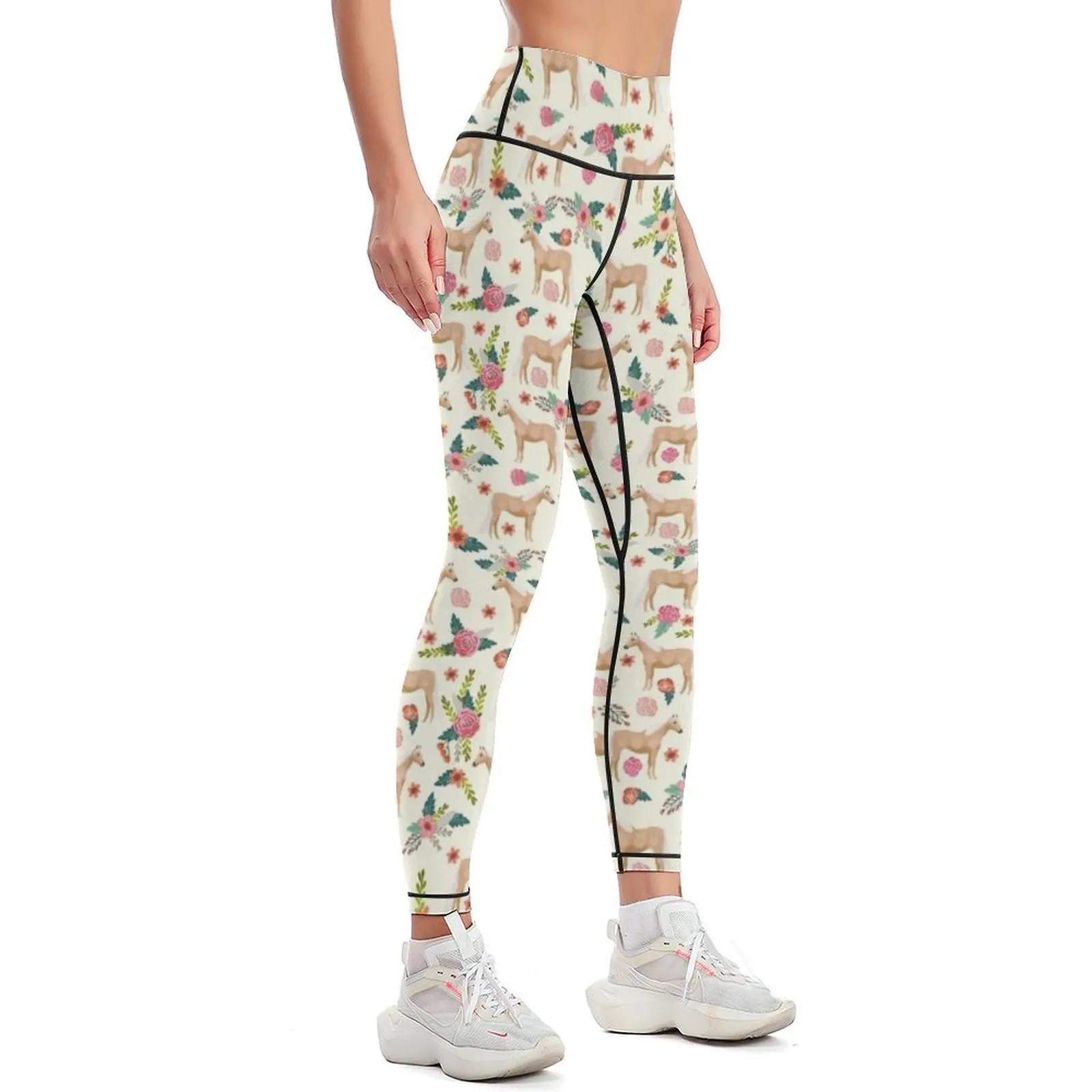 Floral Horse Painting Pattern Leggings trousers sportswear for gym Women sports Women's sportswear Womens Leggings