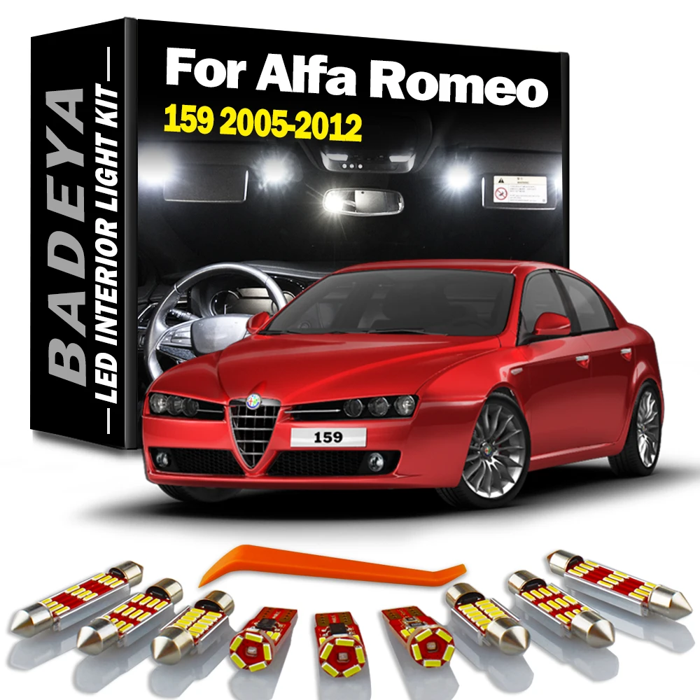 15 ชิ้นหลอดไฟ LED ภายในโดมแผนที่ในร่มกระเป๋าเดินทางสําหรับ Alfa Romeo 159 2005 2006 2007 2008 2009 2010 2011 2012 สัญญาณ