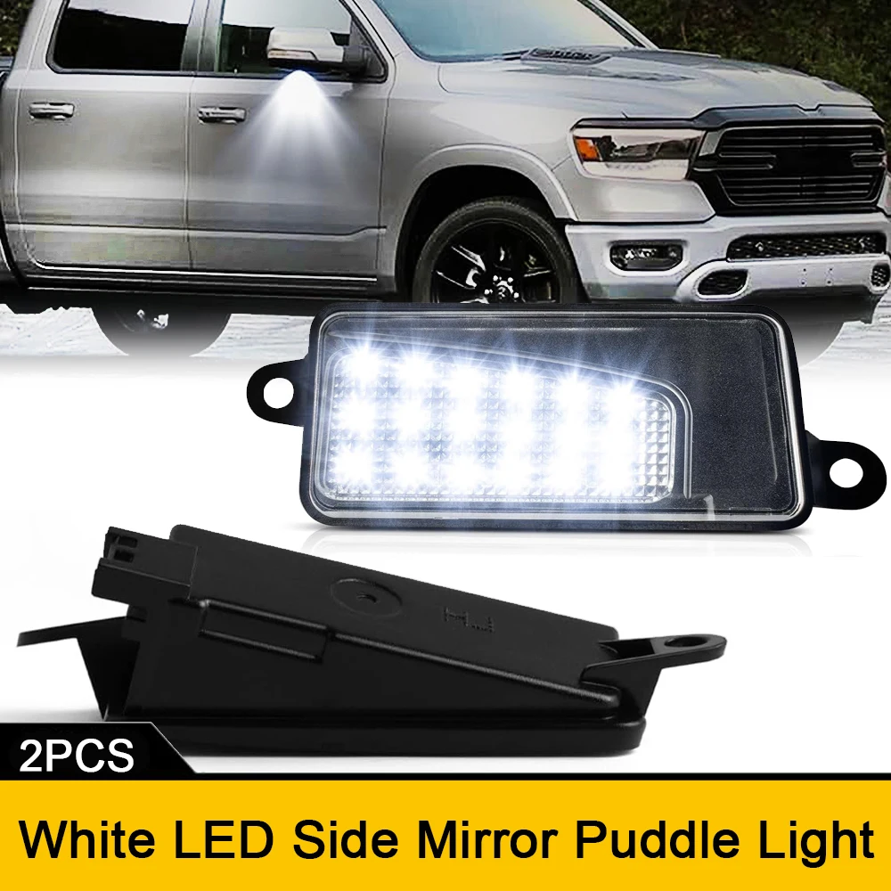 

For Dodge Ram 1500 2019-2023 Under Side Mirror LED Puddle Lights Canbus Free Error Car Styling Daytime Running Lamps 6000K