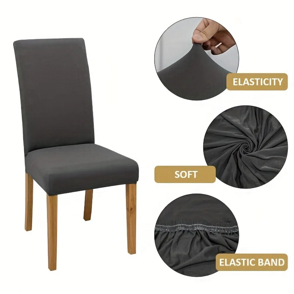 Classic Design Smooth Fiber Cloth Elastic Chair Covers Set of 4/6 Ideal for Home And Restaurant Decor