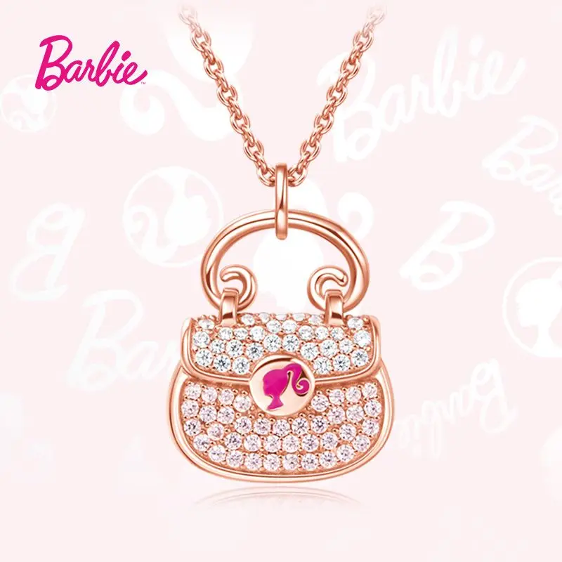 Kawaii Barbies Series Jewelry Silver Anime Cartoon Creativity Clavicle Chain Fashion Necklace Pendant Girlfriend Birthday Gift