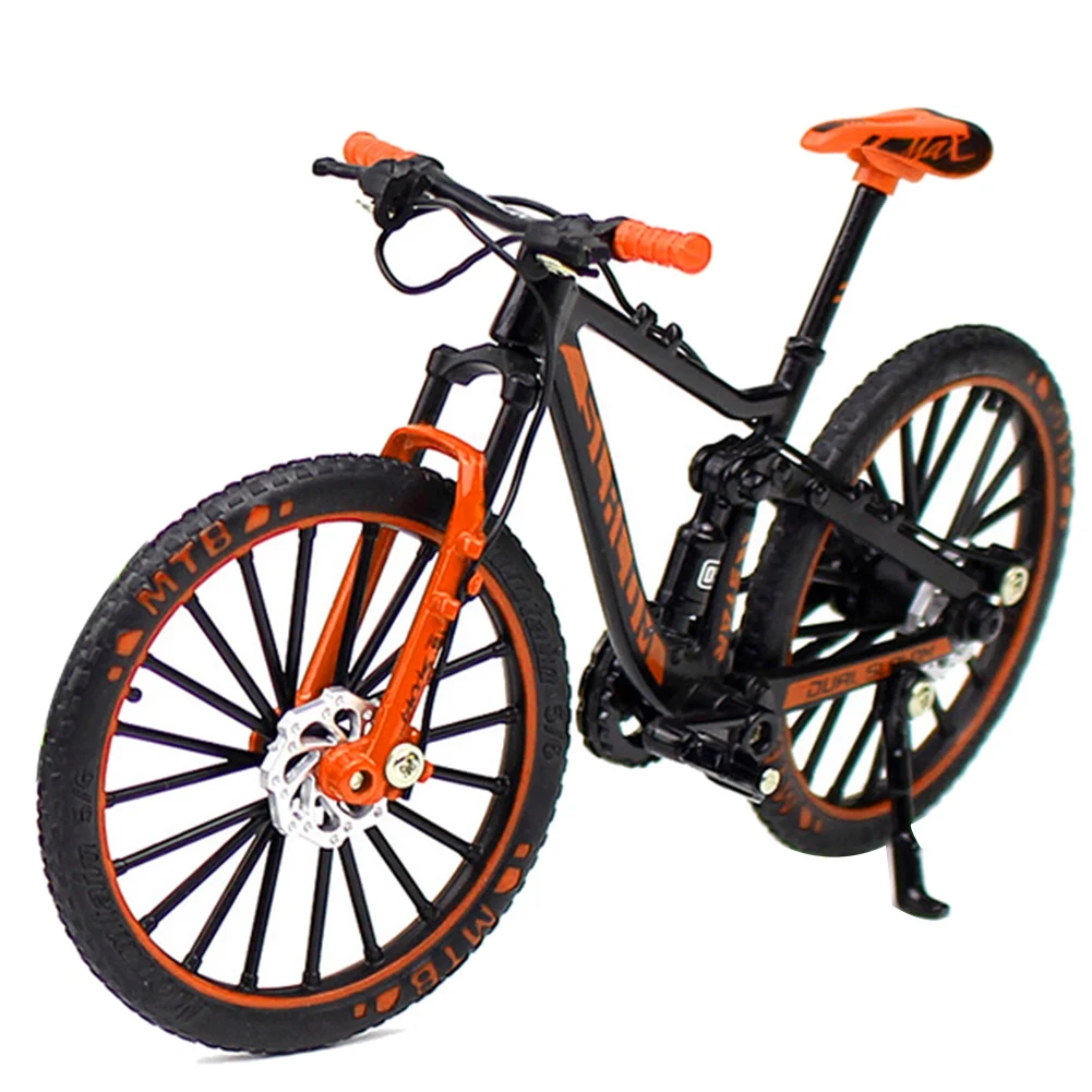 Mini modèle de vélo en alliage moulé sous pression pour enfants, vélo de montagne à doigt, vélo de descente, jouets à collectionner pour adultes, orange, 1:10