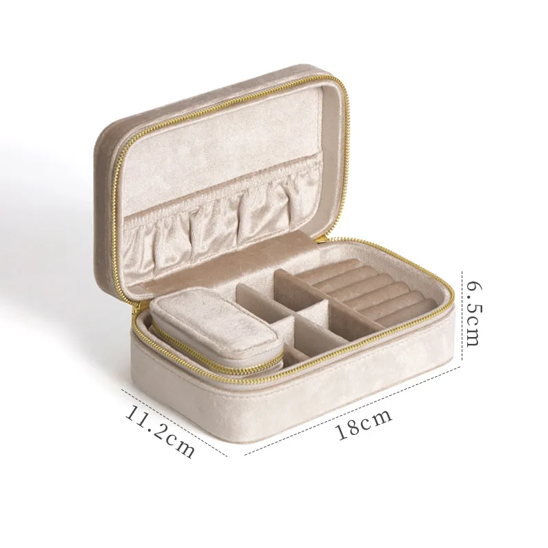 Portable Storage Organizer Retangle Jewelry Box Earring Holder Display Travel Jewelry Case Zipper Travel Case