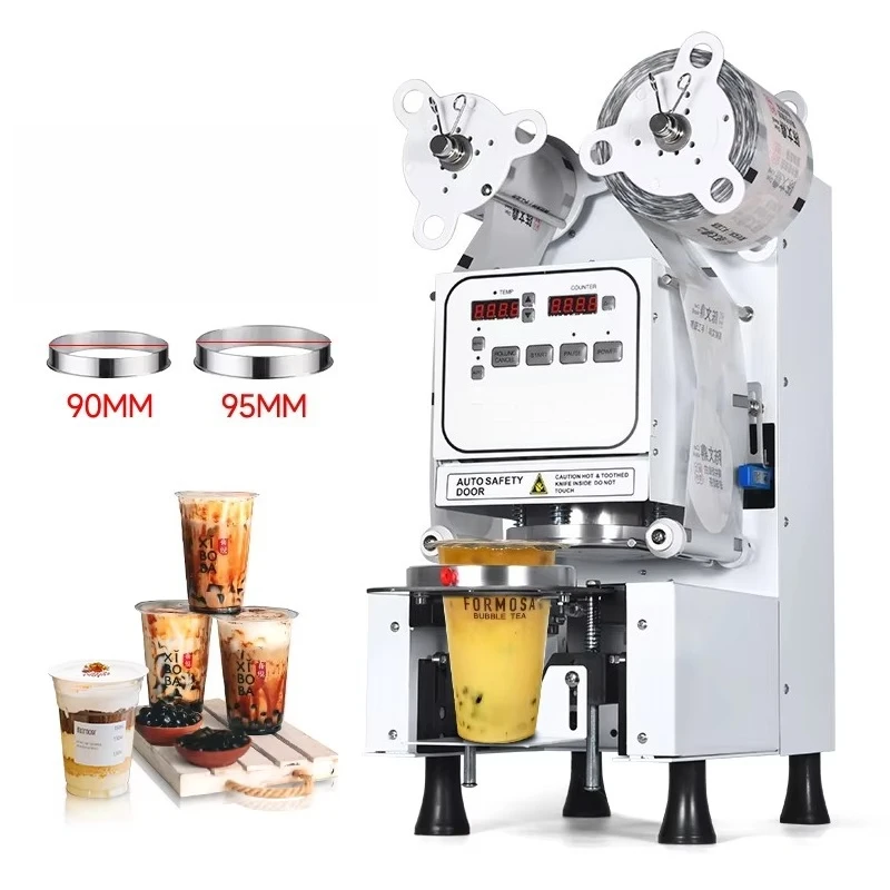 MOSSENER Commercial Automatic Electric 90 95mm Juice Cup Sealing Beverage Film Sealer Bubble Tea Cup Sealing Machine For Cup