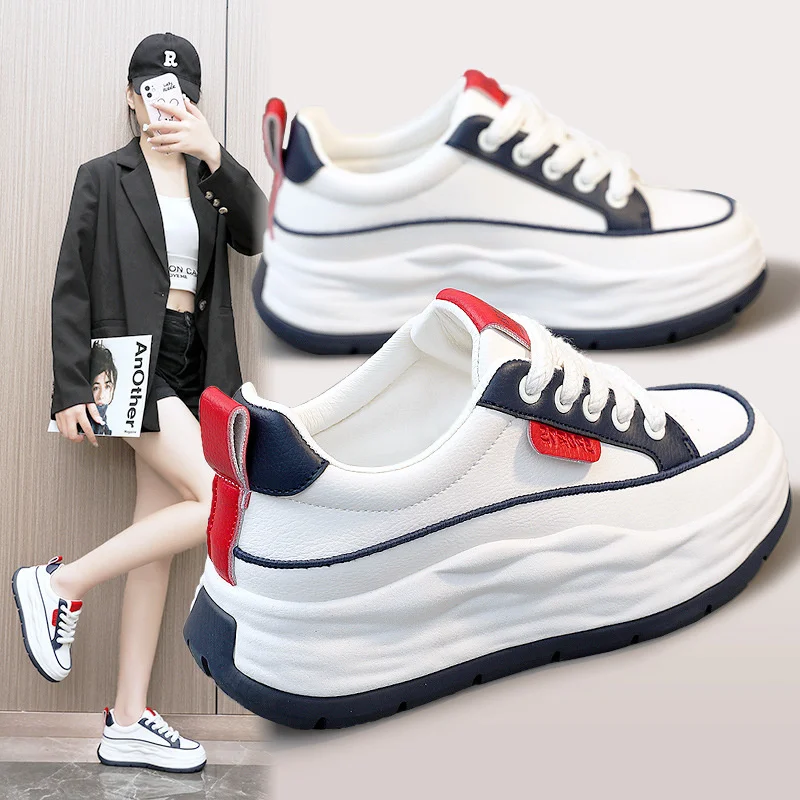 

2023 Sneaker Women Mixed Colors Lace-Up Platform Trainers Ladies Casual Platform Shoes