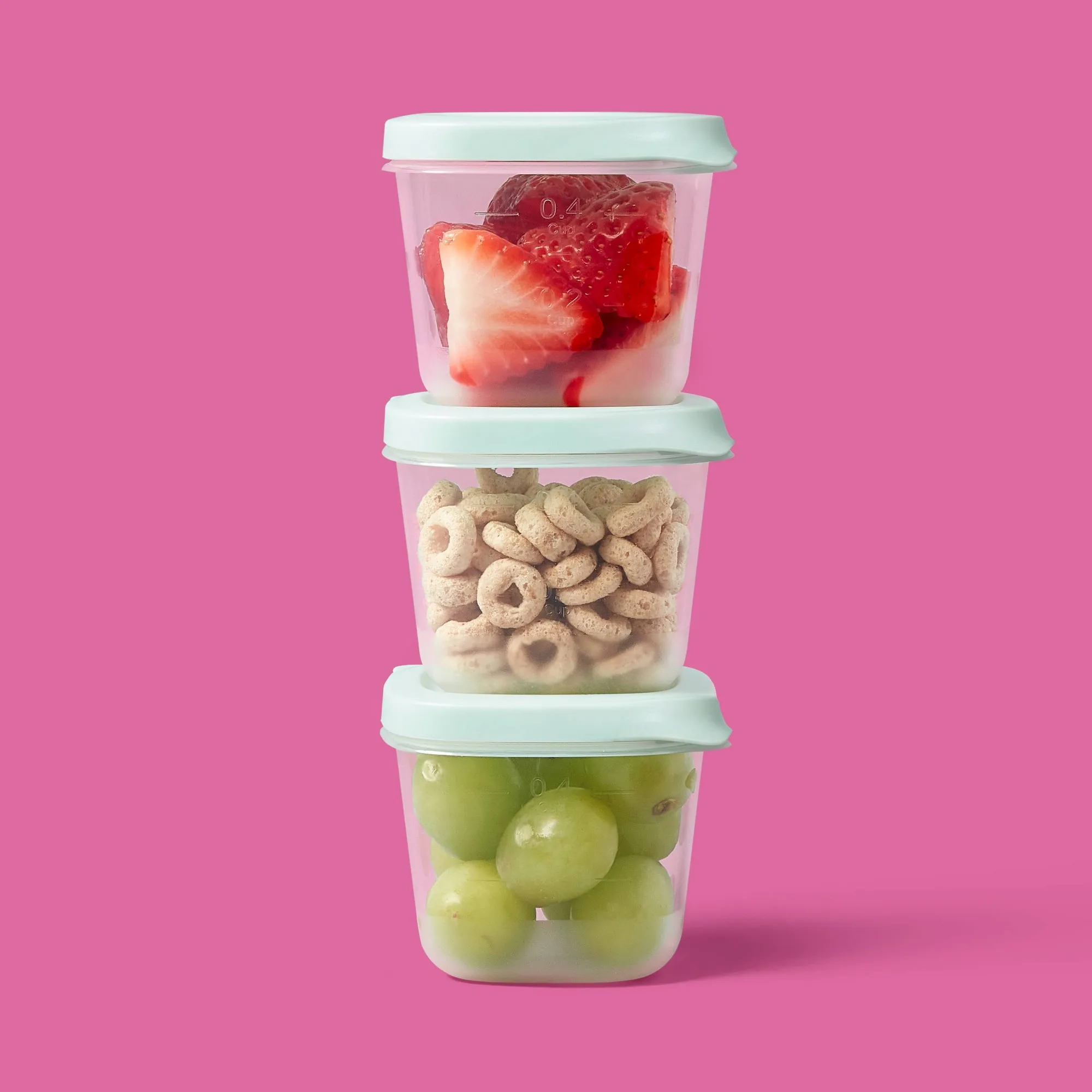 4ct Mini Square Half Cup Food Storage Containers, Bpa Free Stackable Plastic Snack Cups For Kitchen Meal Prep