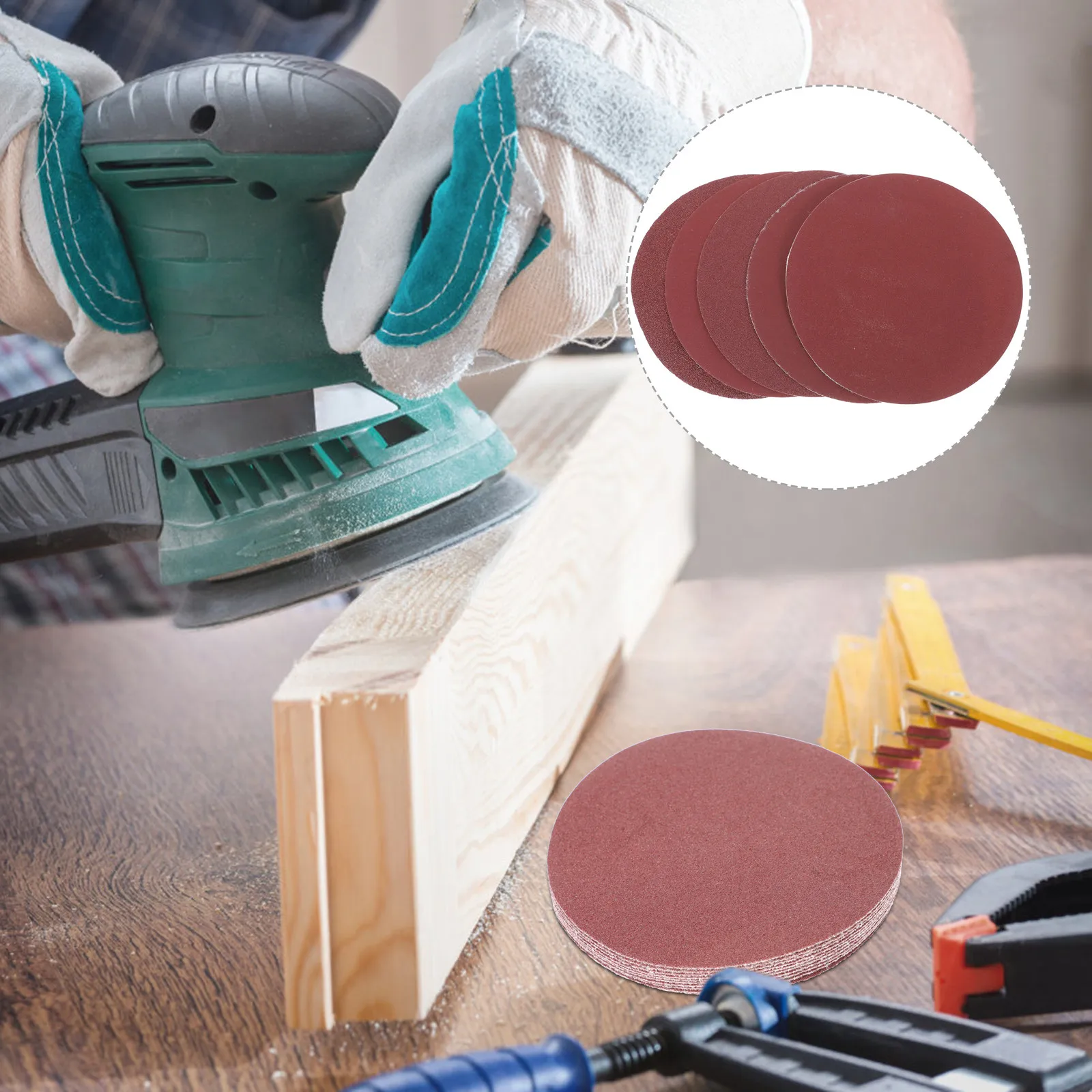 

50 шт. шлифовальных дисков 5 дюймов с креплением на липучке для угловой шлифовальной машины, для полировки металла, дерева, камня, зернистость 80, 120, 240, 320, 600, наждачная бумага для дрели