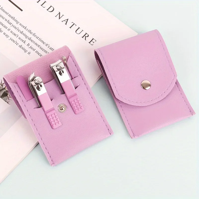 4-in-1 다기능 손톱깎이 세트 휴대용 접이식 케이스 매니큐어 도구 키트 손톱깎이 여행용 홈 사용 선물 세트