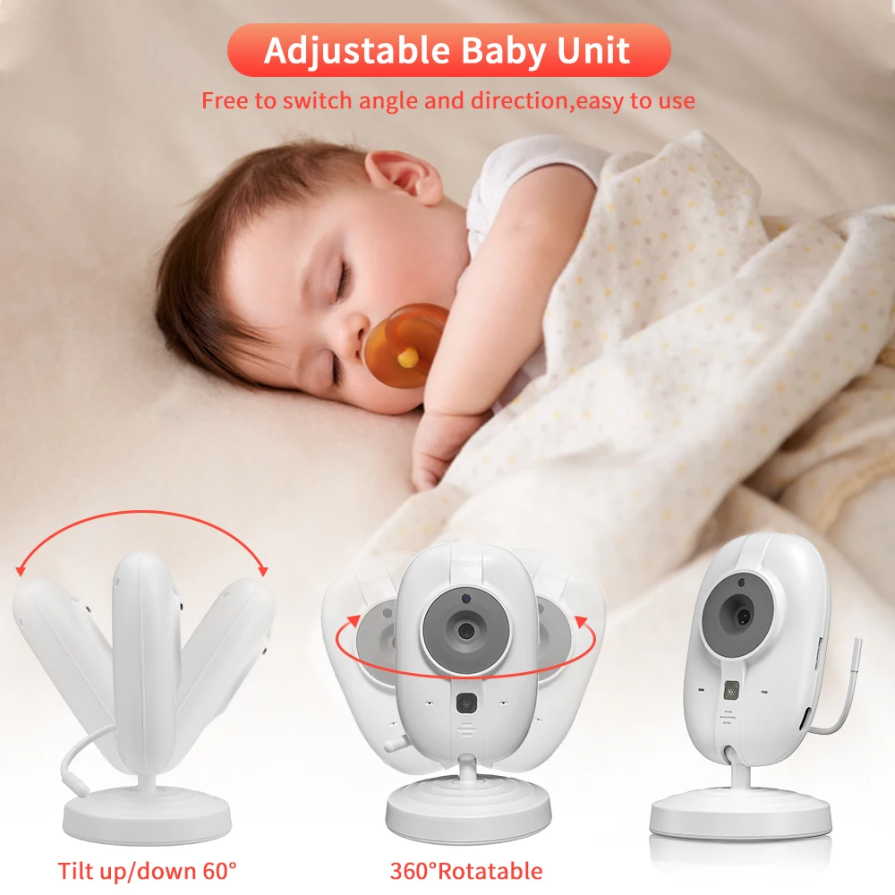 Awapow 3.5Inch Video Baby Monitor With Camera High HD Wireless Baby Nanny Security Camera Night Vision Temperature Monitoring