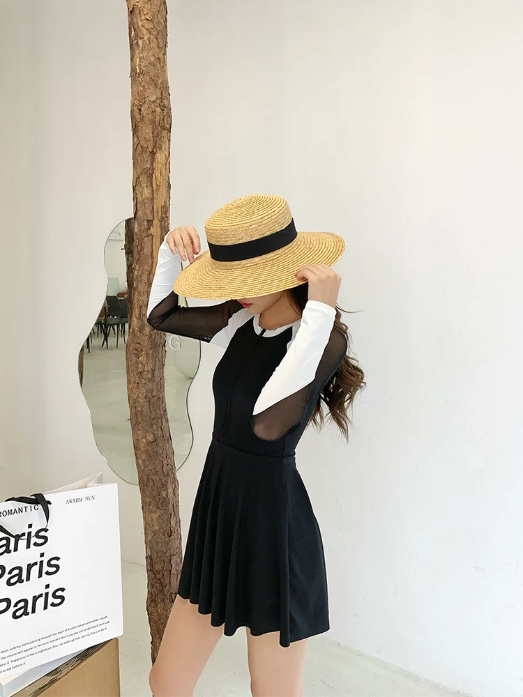 

Сексуальный женский купальник с длинными рукавами, высокоэластичный, для термальных источников, повседневный, с полным покрытием, с эффектом похудения