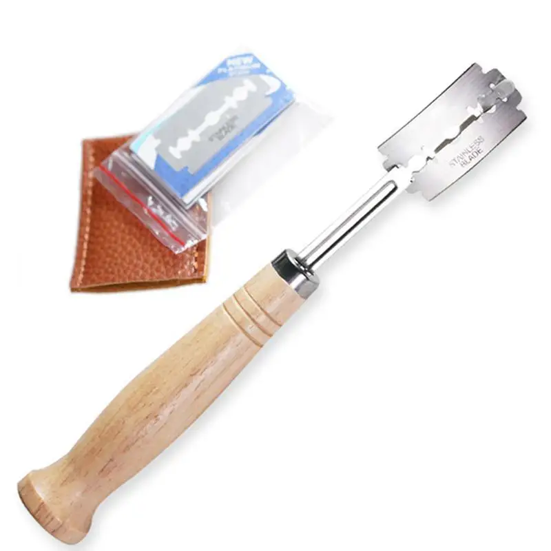 Cuchilla de puntuación de pan cojo con 4 cuchillas de afeitar y cubierta protectora, fácil de usar, herramientas para hacer pan para cortar pan a masa fermentada