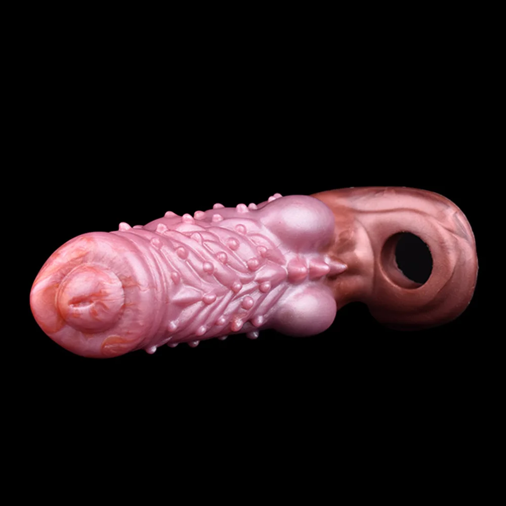 NUUN Penis Massage Sheath Monster Knot Anal Beads Spike Stimulate Male Masturbator Large Dildo Sheath for Men Delay Ejaculation