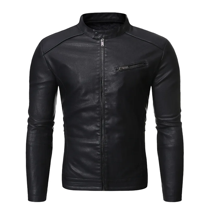 

Fashion Trend Korean Slim Fit Casual Men's Leather Jacket Motorcycle New Spring and Autumn Men's Slim PU Leather Jacket Jacket