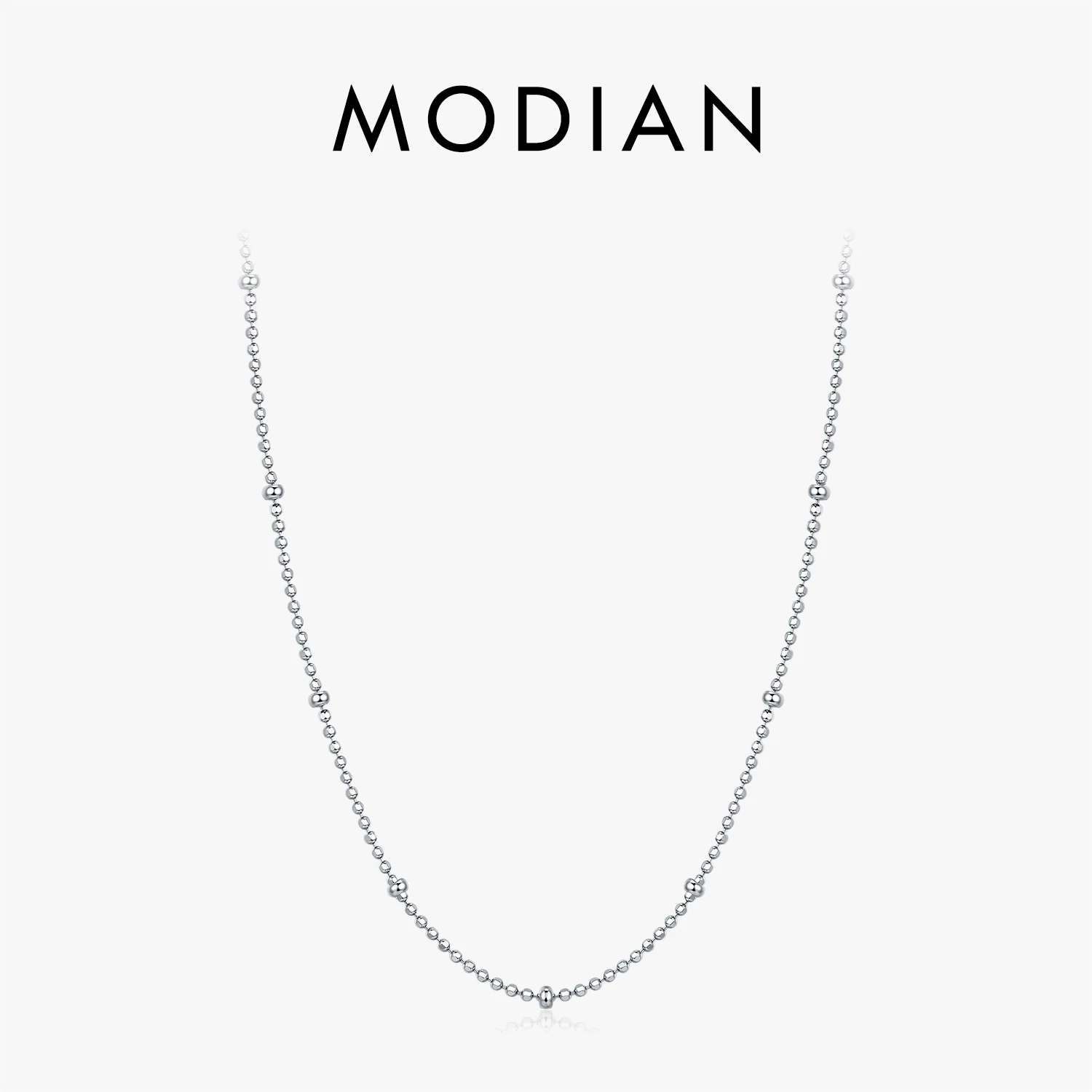 

MODIAN 925 Sterling Silver Dainty Satellite Ball Bead Necklace For Women Minimalist Layering Stackable Fine Silver Chain Jewelry