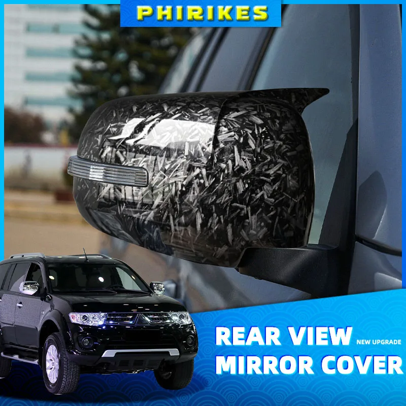 For Mitsu Pajero Sport 2009 2010 2011 2012-2014 ABS Car Rearview Side Mirror Cover Wing Cap Exterior Door Trim 