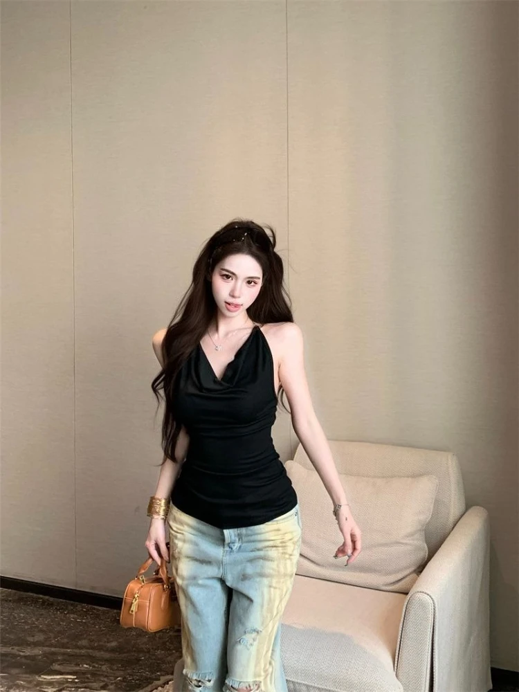 Nouvelle Arrivée Été : Camisole Sexy à Col Bénitier et Dos Nu avec Chaîne pour Femme, Style Pure Allure, Top Tendance pour Influenceuses