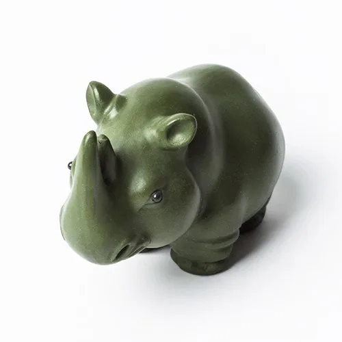 Green Mud Rhinoceros Ornament Cover, Interesting Purple Clay Tea Pet