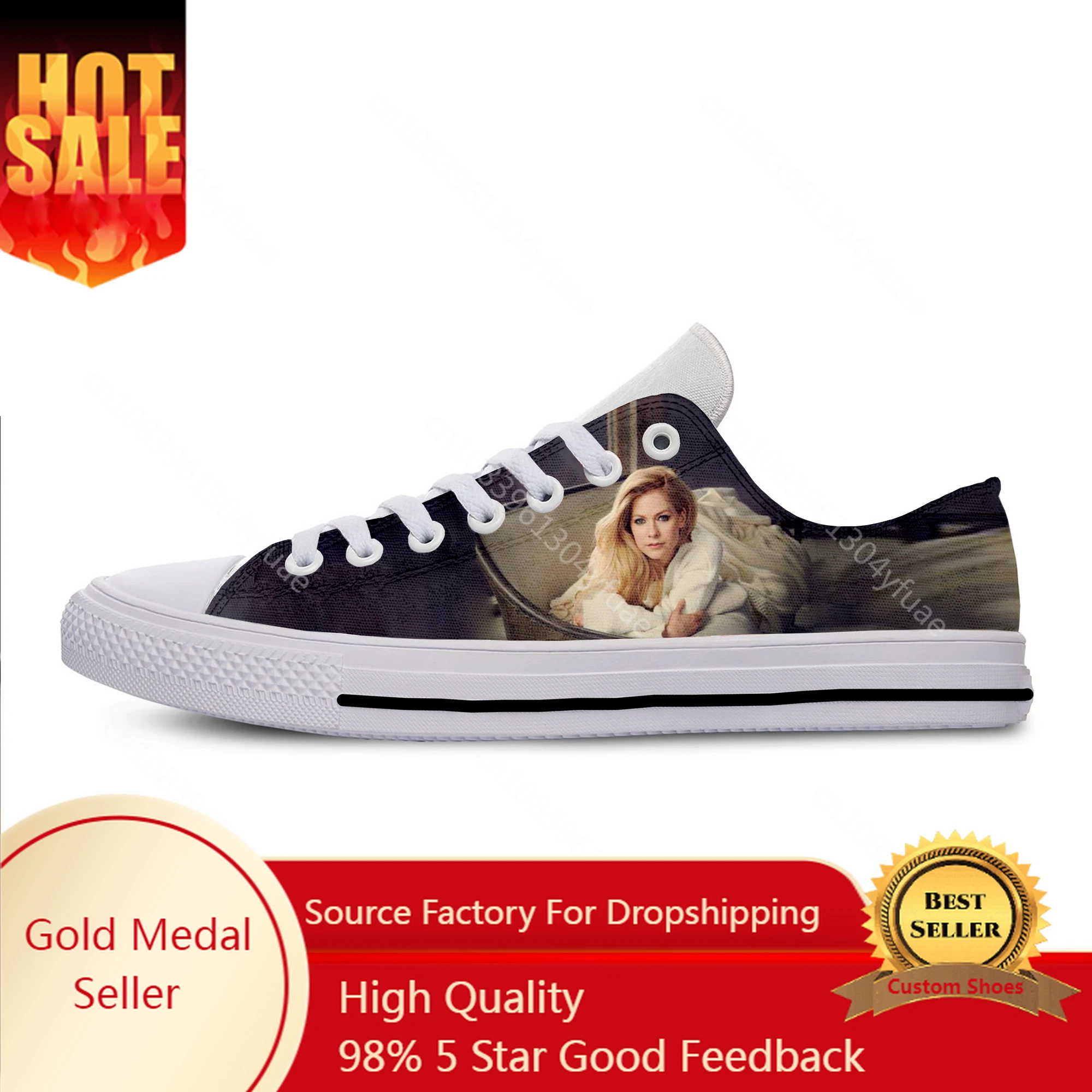 

Hot Cool Fashion Funny New Summer High Quality Sneakers Handiness Casual Shoes Men Women Avril Lavigne Low Top Board Shoes