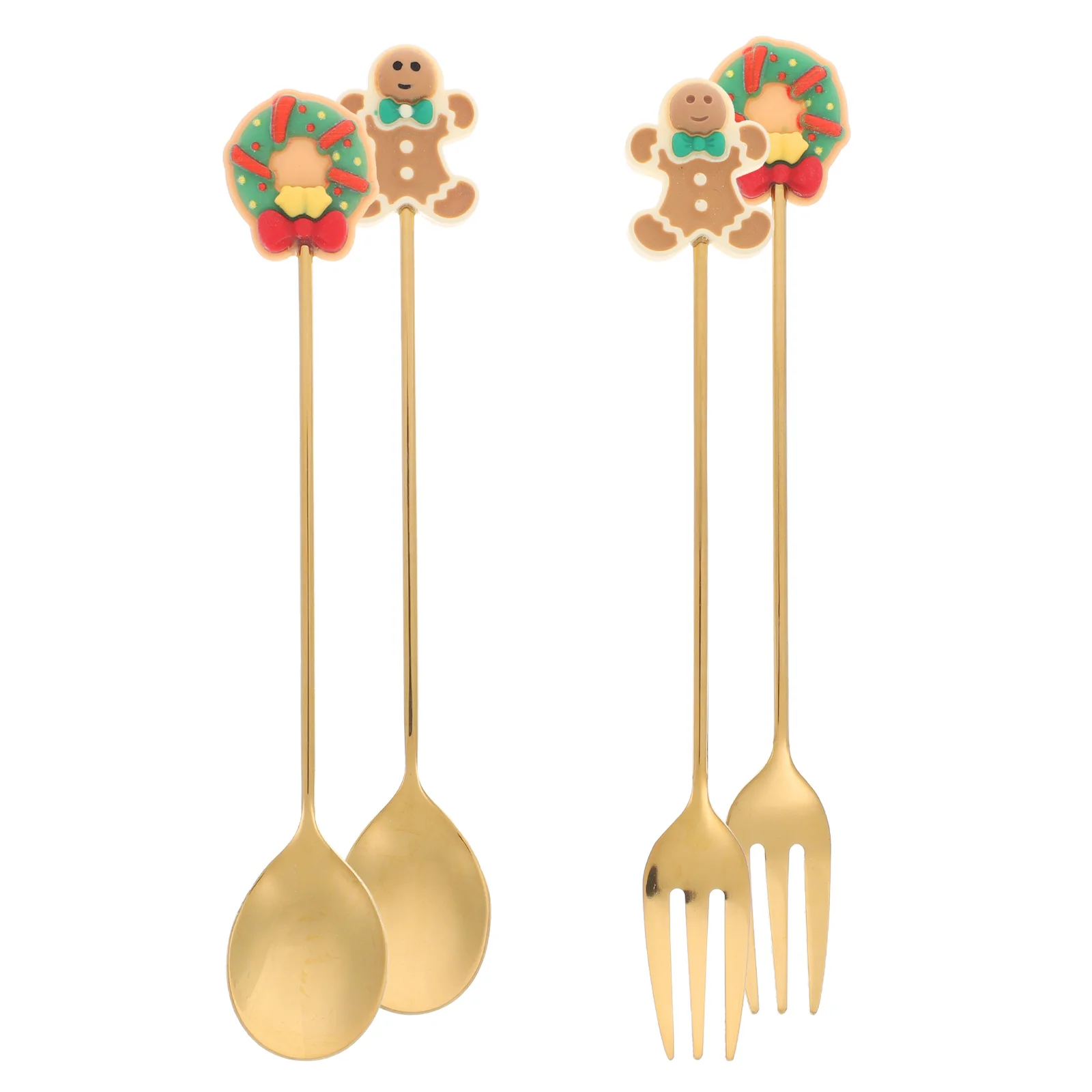 

1Set Christmas Spoon Fork Set Elegant Xmas Themed Tableware Smooth Safe Edges Ideal for Holiday Dinner Party Supplies