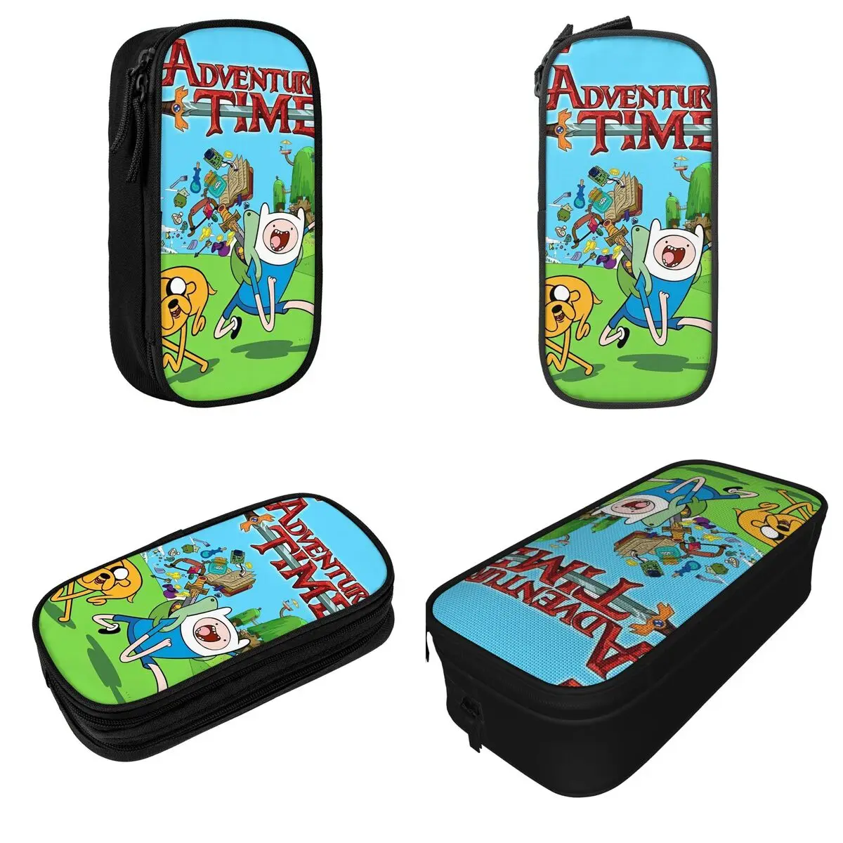 Adventure Cartoon Funny Times Pencil Cases Fun Finn and Jake Pen Bag Girl Boy Large Storage School Supplies Gift Pencil Box